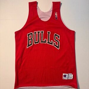 Vtg Champion Chicago Bulls Reversible NBA Practice Jersey 90’s USA Size Large